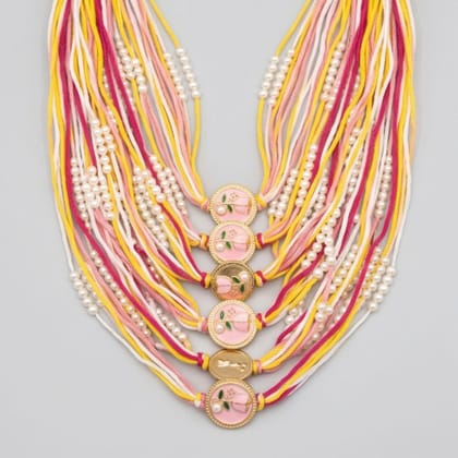 Floral Enamel Multi-Strand Thread Rakhi (1 piece) Floral Enamel Multi-Strand Thread Rakhi (1 piece)