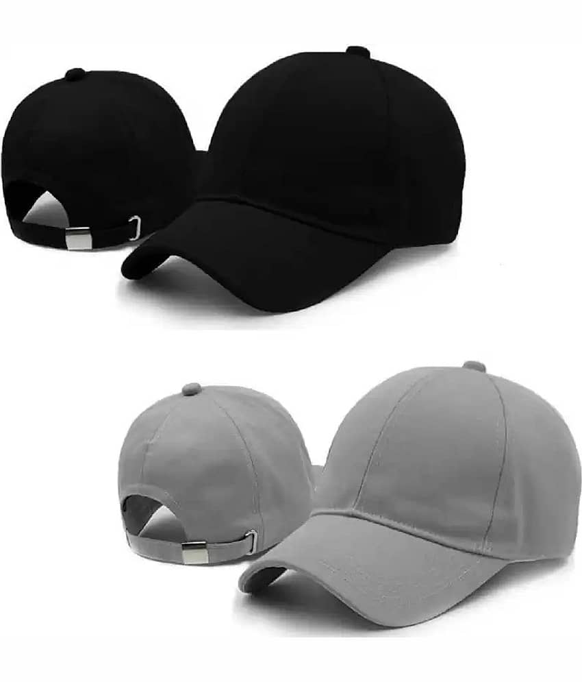 Bolax Pack of 2 cotton Men's Cap ( Black )