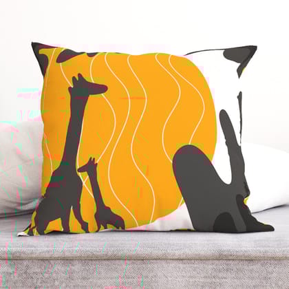Yellow moon giraffes family-Velvet Cushion / 16x16 / without
