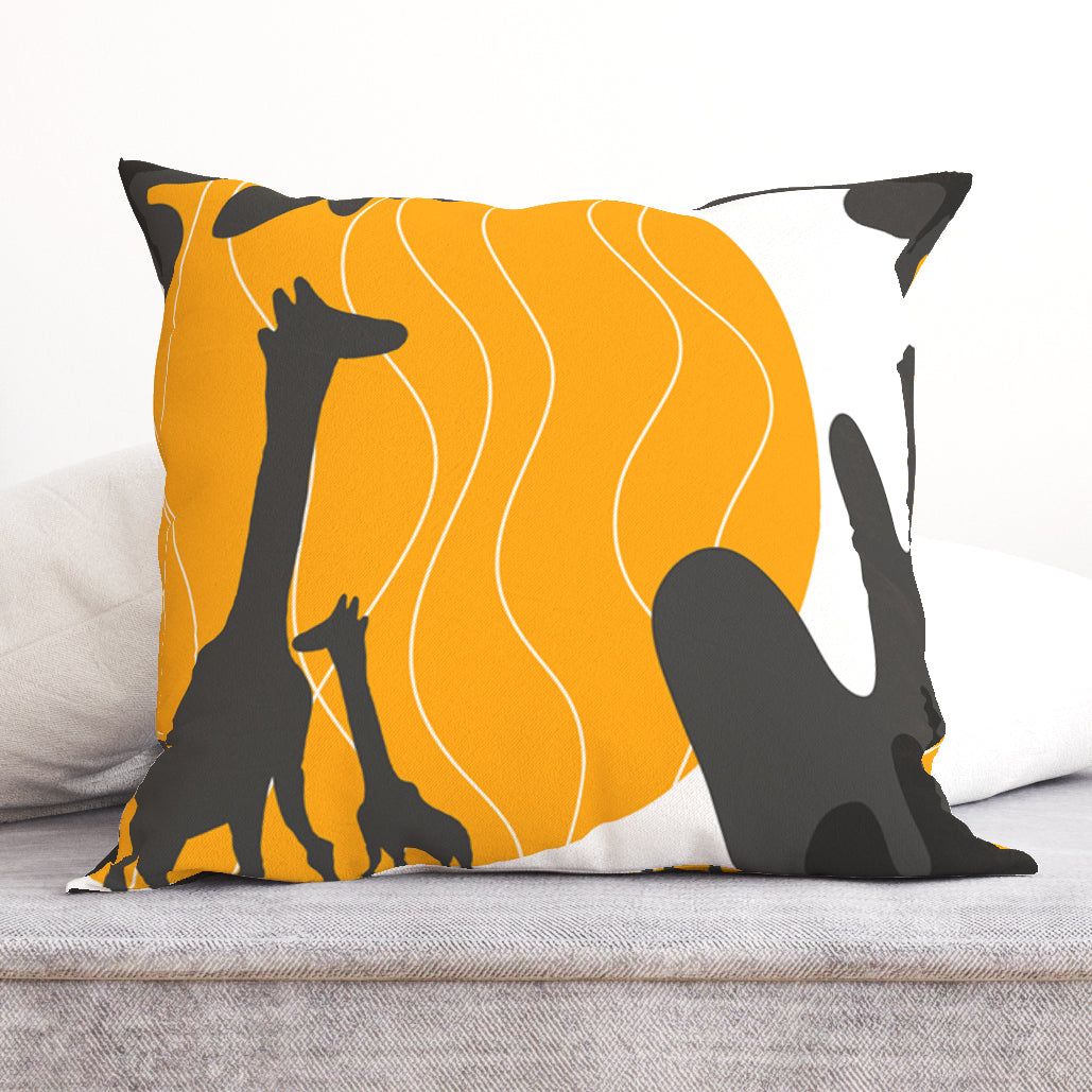 Yellow moon giraffes family-Velvet Cushion / 16x16 / without