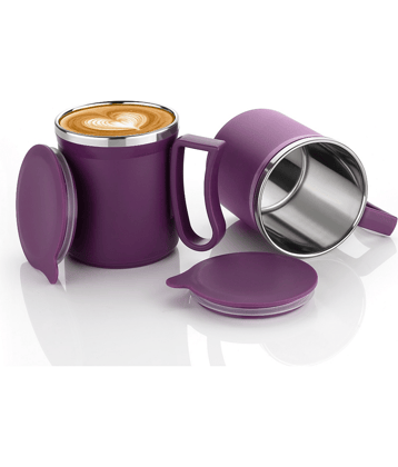 OFFYX - Purple Steel Coffee Mug ( Pack of 2 )