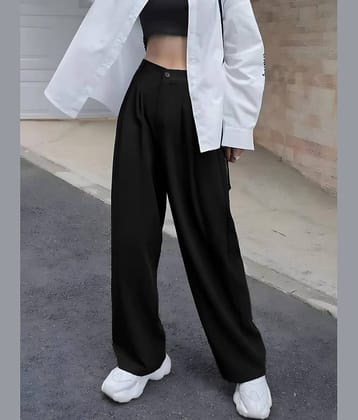 Broadstar Pack of 1 Polyester Straight Women's Casual Pants ( Black )