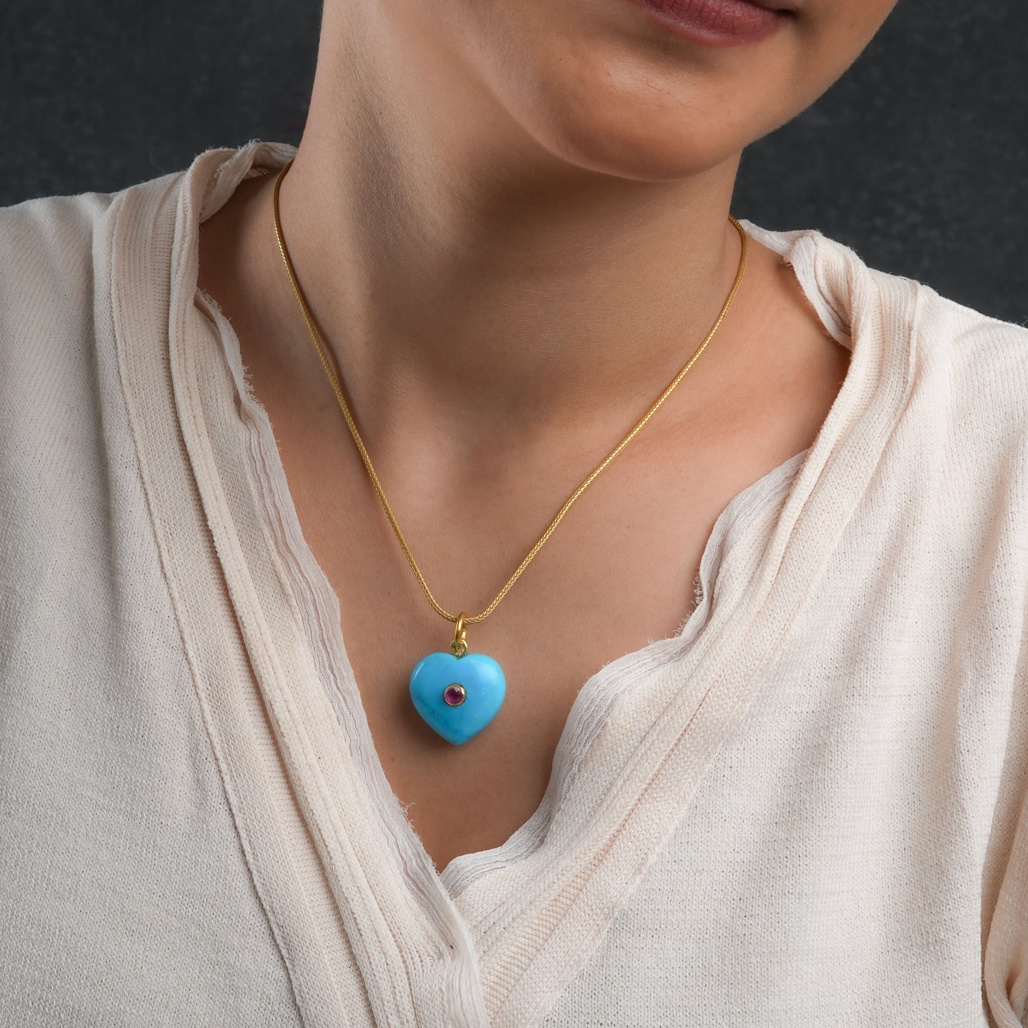 Evil Eye Turquoise Heart Pendant