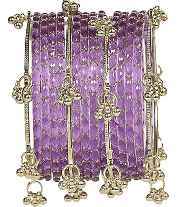Vedhahi Purple Bangle Set ( Pack of 16 )