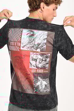 IZI Black AOT Print T-Shirt-M
