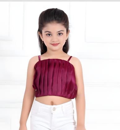 Girl's Maroon Satin Partywear Top[GT-615] [9 Months-12Years]-9M-12M (Size - 16) / Maroon / Satin