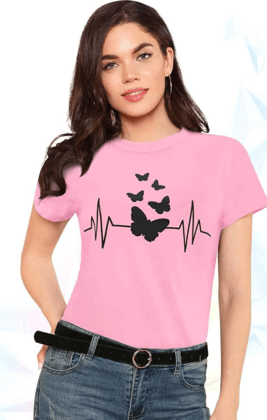 Caira London Stylish Heartbeat T-shirt - Pink Caira London Stylish Heartbeat T-shirt - Pink