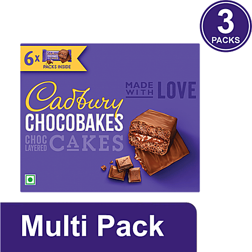 Cadbury Chocobakes Chocobakes Choc Layered Cakes - Family Pack, 3x114 g Multipack