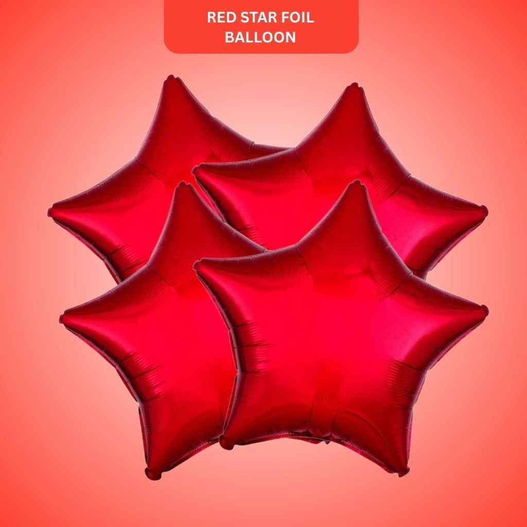 Red Star Shaped Foil Balloon Combo Pack - Helium Quality - 18 inches - 4PC - Party and Festive Needs | Buy online on ZillyBuy