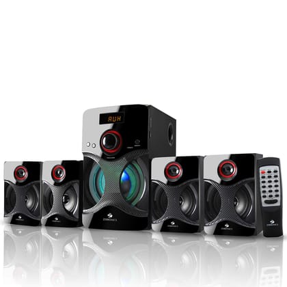 ZEBRONICS BT4440RUCF 60W 4.1 Channel Multimedia Speakers With Supporting SD Card, USB, AUX, FM & LED Display ZEBRONICS BT4440RUCF 60W 4.1 Channel Multimedia Speakers With Supporting SD Card, USB, AUX, FM & LED Display - Black, 60W / Medium