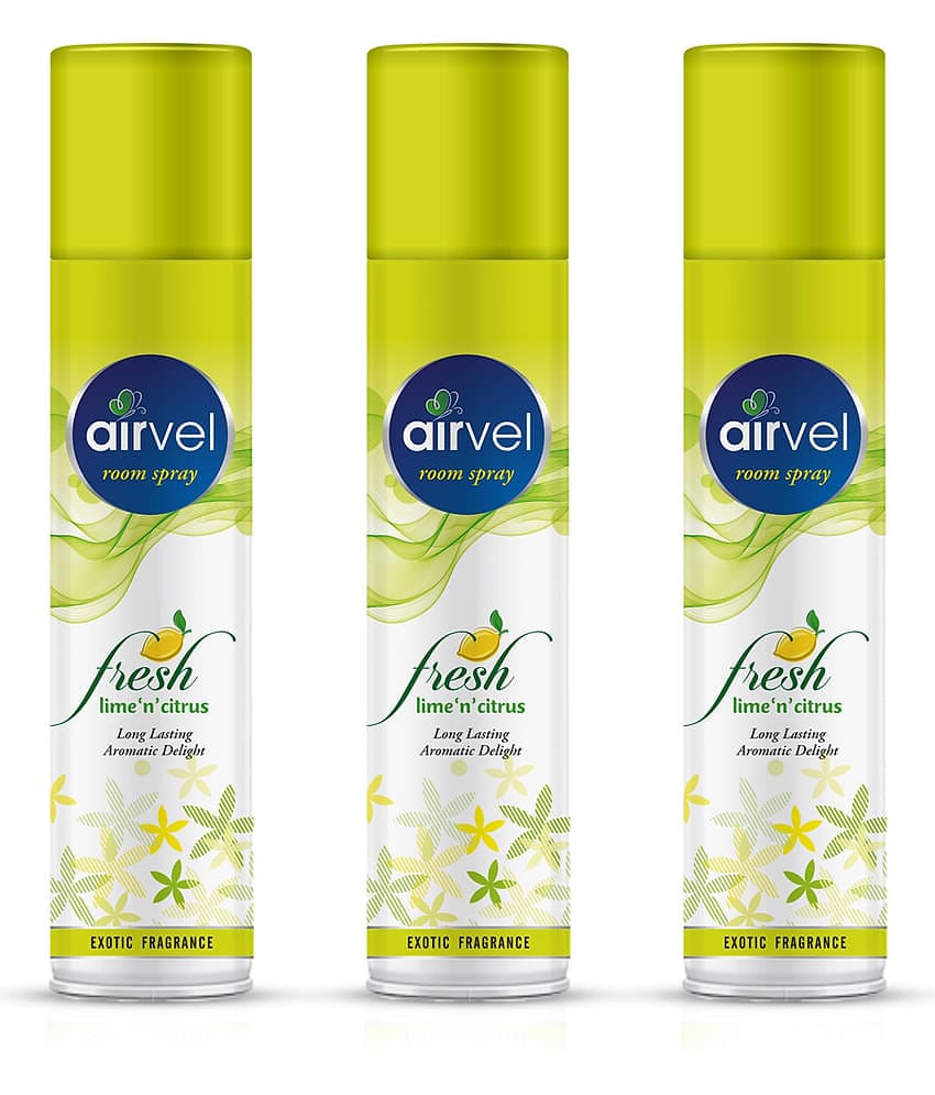 Airvel Lemon Fragrance Room Spray Air Freshener for Home, Bathroom and Car 217ml ( Pack of 3 )