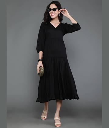 Antaran Women Rayon Solid Shift Dress ( Black )