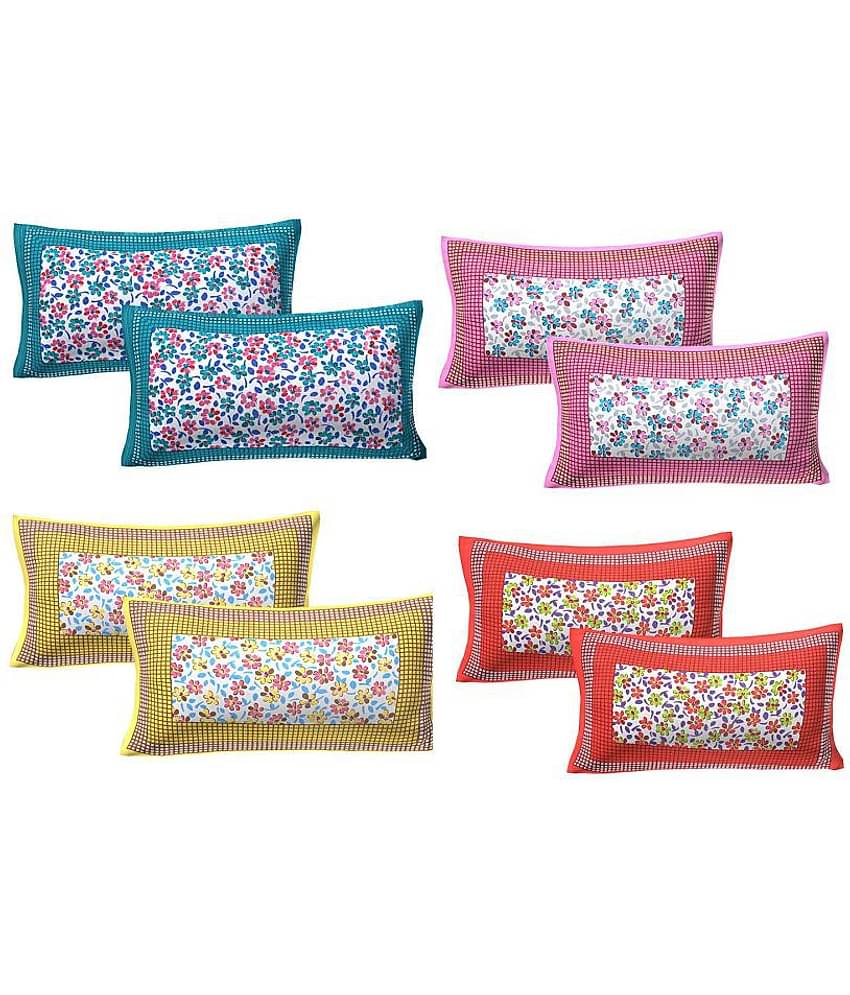 AJ Home Pack of 8 Cotton Multi Pillow Cover (17 X 27 Inch)