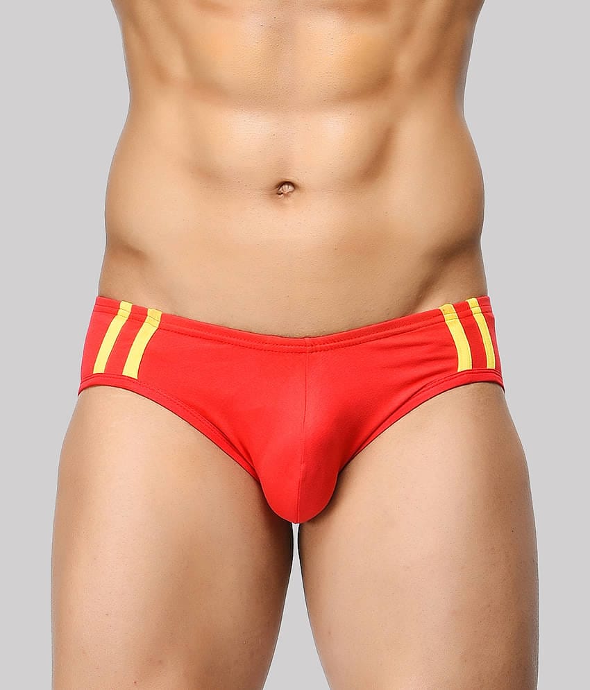 BASIICS By La Intimo Pack of 1 Spandex Briefs For Men's ( Red )