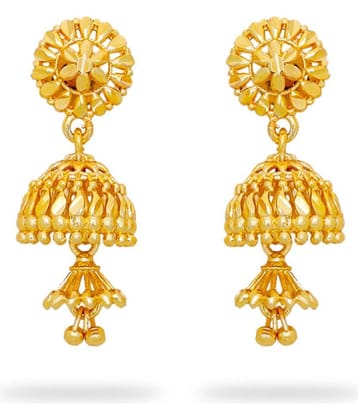 LUV FASHION Golden Jhumki Earrings ( Pack of 1 )
