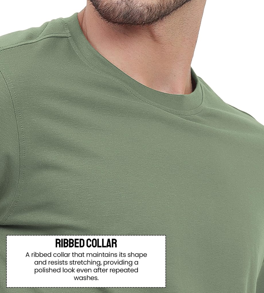 Freecultr Truly Classic Organic Men's Cotton T-Shirt | Solid Round Neck Half Sleeve | Plain Stylish t Shirts | Regular Fit | Casual T Shirt for Man Pack of 1-Moss Green