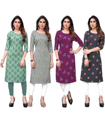 KETAKI FASHION Crepe Printed Straight Women's Kurti - Multicolor ( Pack of 4 )