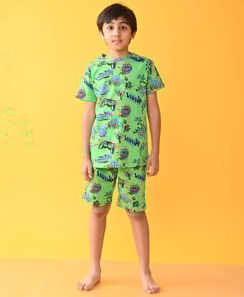 LEVEL UP GREEN SLEEPWEAR SHORT SET- GREEN-0-6 MONTHS / 2N / GREEN