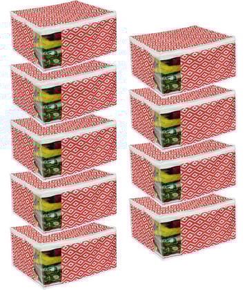 PrettyKrafts  Saree Cover Large with Creative Prints, Saree Storage Bag With Zip, Wardrobe Organiser, Clothes Cover & Storage,(Pack of 9) QTR Yellow