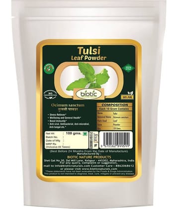 Biotic Tulsi Leaf Powder, Basil Leaf Powder, Tulsi Patta Powder 100 gm
