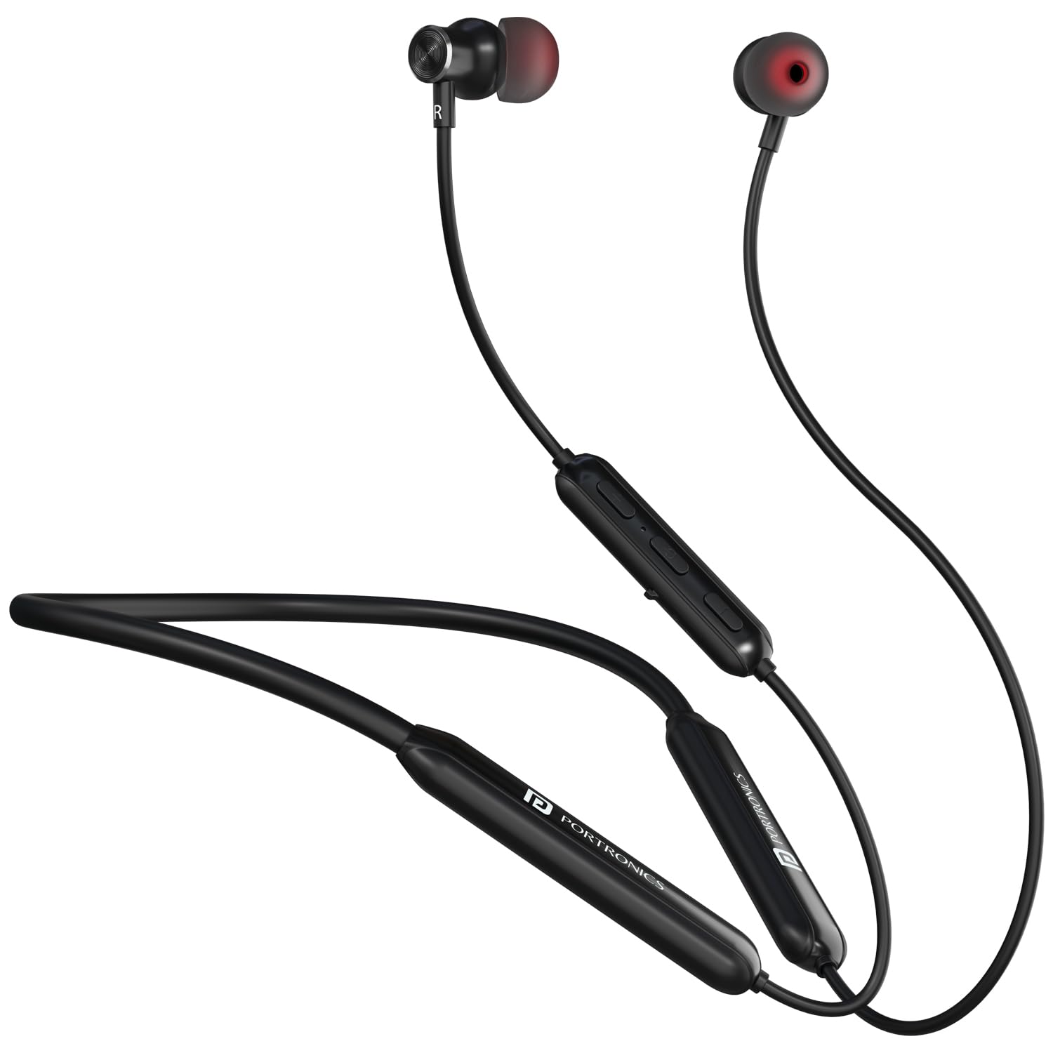 Portronics Harmonics Y2 in ear Bluetooth Neckband with Upto 70 Hours Playtime and In Line HD Mic, Dual Pairing, Gaming by Music Mode, Low Latency, Bluetooth Version 5.4V, Type C Fast Charging(Black)