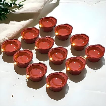 Sajo Fashion Water Sensor Diya Set Decorative Diya LED Lights Battery Operated Plastic Pack of 6