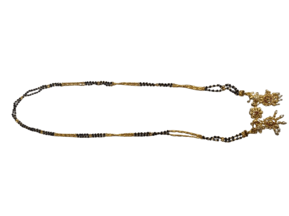 Black Beads Mangalsutra with Golden Pendant for Women