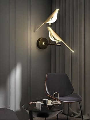 SPARKWORLD Golden Double Bird LED Wall Light Elegant Decorative Lamp for Living Room, Bedroom, Caf & Restaurants | Size: 15 W | Colour: Bird Wall Lamp (Set of 2) SPARKWORLD Golden Double Bird LED Wall Light Elegant Decorative Lamp for Living Room, Bedroom, Caf & Restaurants | Size: 15 W | Colour: Bird Wall Lamp (Set of 2)