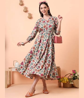 Tissu Women Rayon Printed Fit & Flare Dress ( Multicolor )
