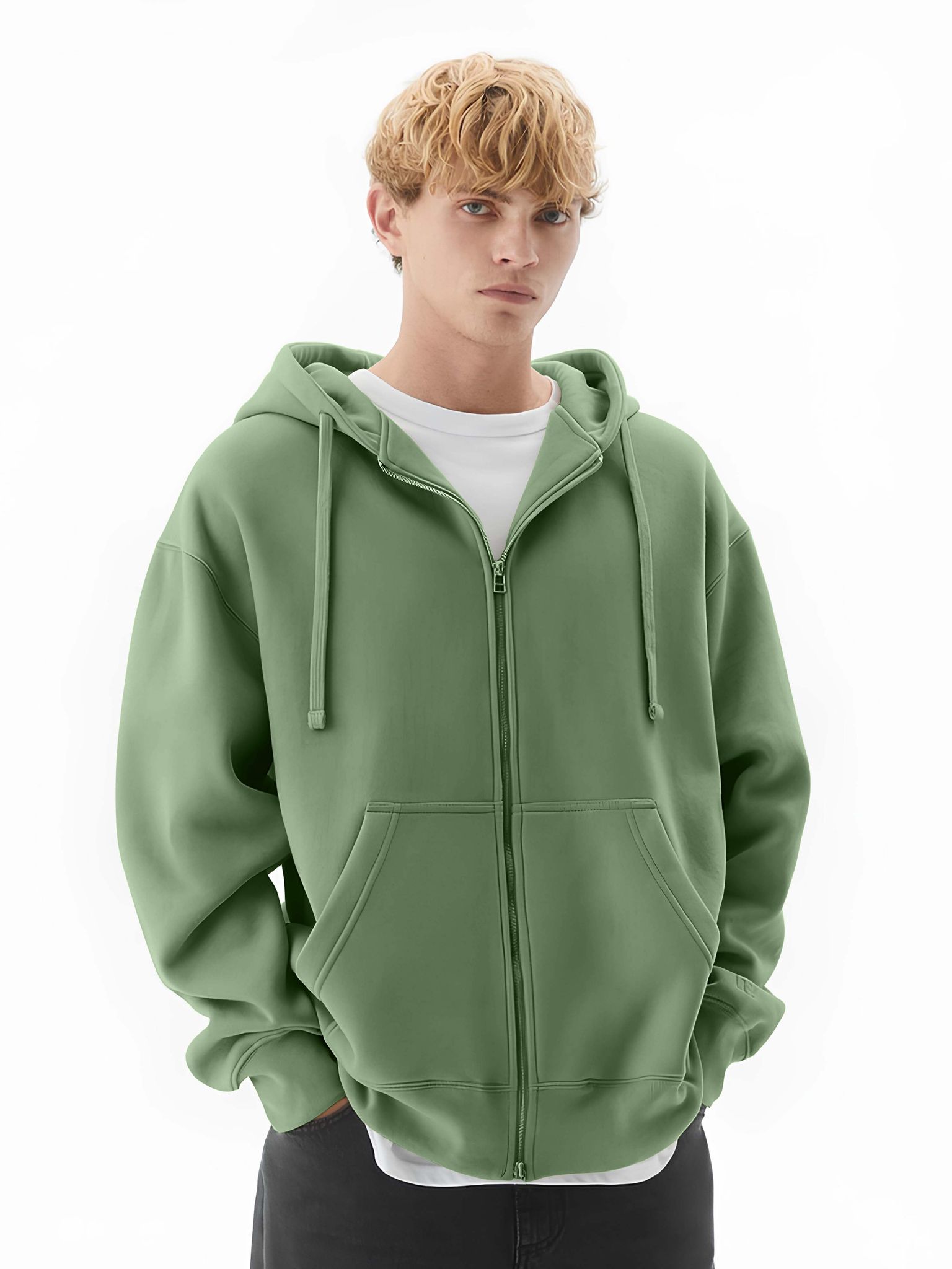 Monochrome Hunter Green Cozy Cut Hoodie Full Sleeve Sweatshirt-S / Hunter Green