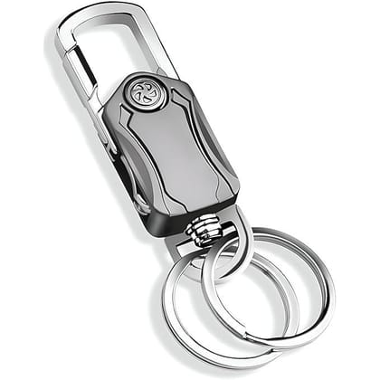 Panchhi Store 5 in 1 Multifunctional keychain for bikechain Dual Ring Metal Key chain with Cutter, Bottle Opener, Mobile Phone Holder 360° Rotate Spinner Key Chain for Bike & Car