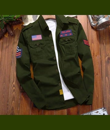 CAT BUNNY Cotton Blend Regular Fit Solids Full Sleeves Men's Casual Shirt - Green ( Pack of 1 )