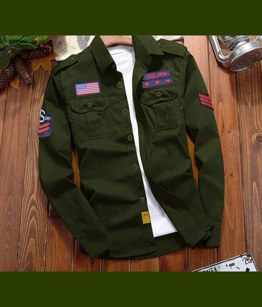 CAT BUNNY Cotton Blend Regular Fit Solids Full Sleeves Men's Casual Shirt - Green ( Pack of 1 )