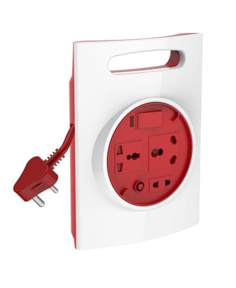 Goldmedal G-Expert 16A 3-Pin Plug- Master Switch with Indicator |3.5-meter Cable Extension cord |Universal Sockets | Extension Board for Heavy Appliances White and Red / medium