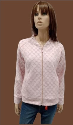 Women Pink Front Open Full Sleeve  Winter Jacket-487 / Pink / M