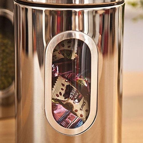 Femora Glass Window Jar for Kitchen Storage, 300 ML - Set of 4, Free Replacement of Lids