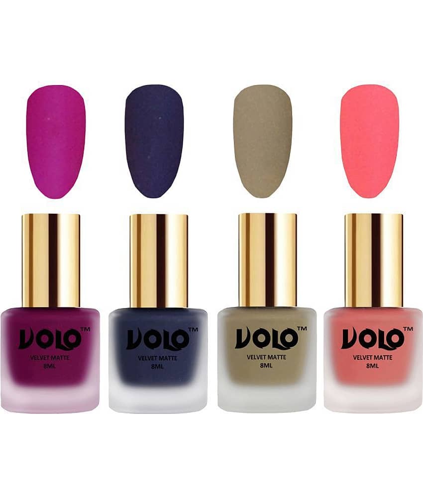 VOLO Velvet Dull Matte Posh Shades Nail Polish Multi Matte Pack of 4 32 mL