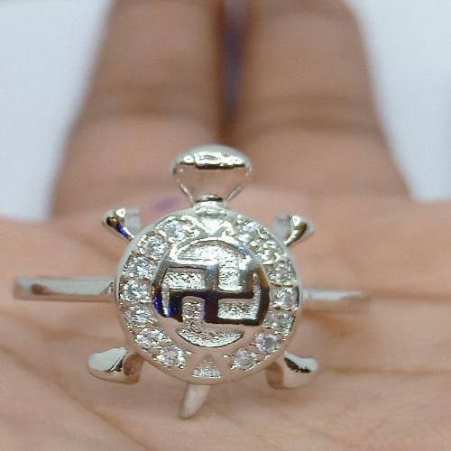 Turtel Ring 916percent Pure Silver R-7