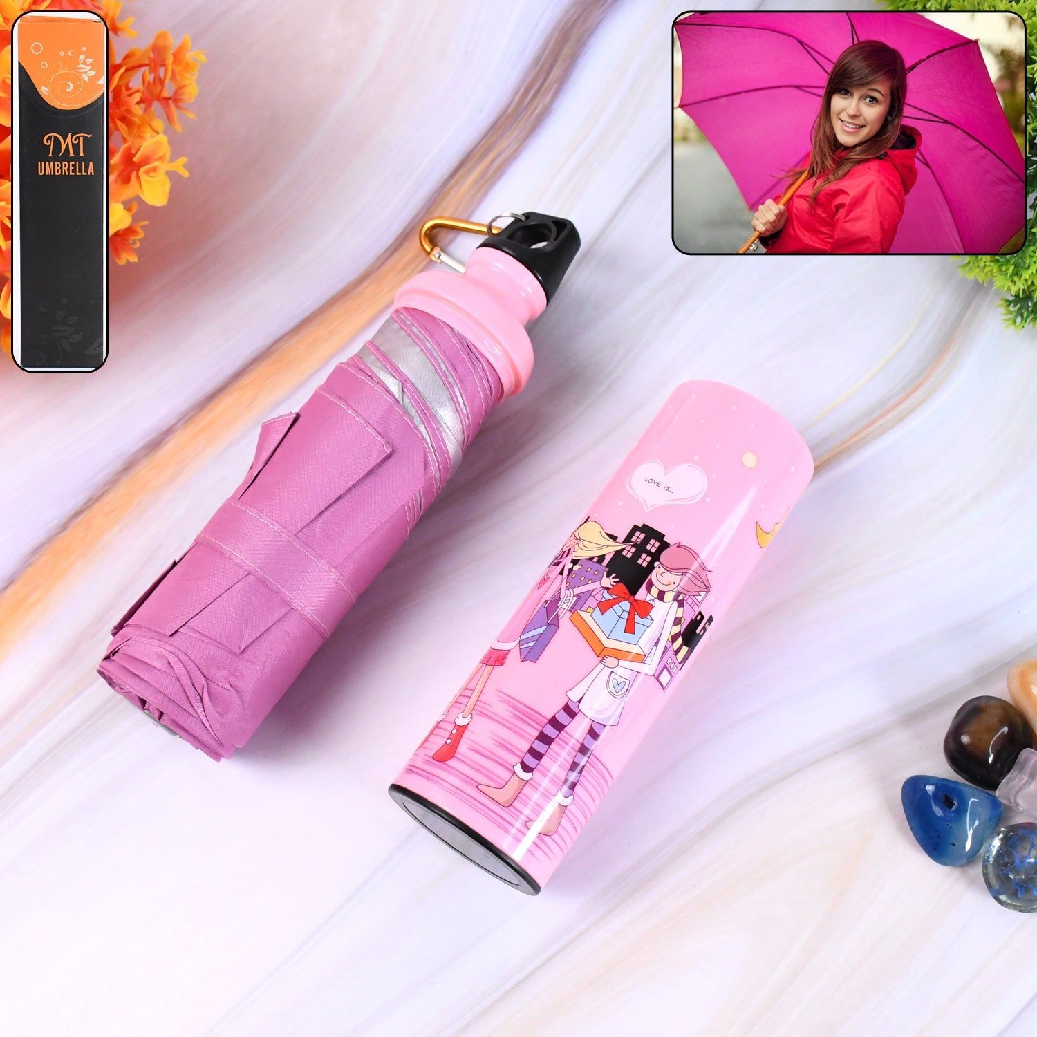 4 Fold Foldable Bottle Summer Umbrella for On-the-Go (1 Pc / Mix Color)