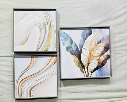 Modern Crystal Painting set of 3 Style 58-Acrylic | Gloss Finish / 16 x 16 | 16 x 16 | 20 x 20