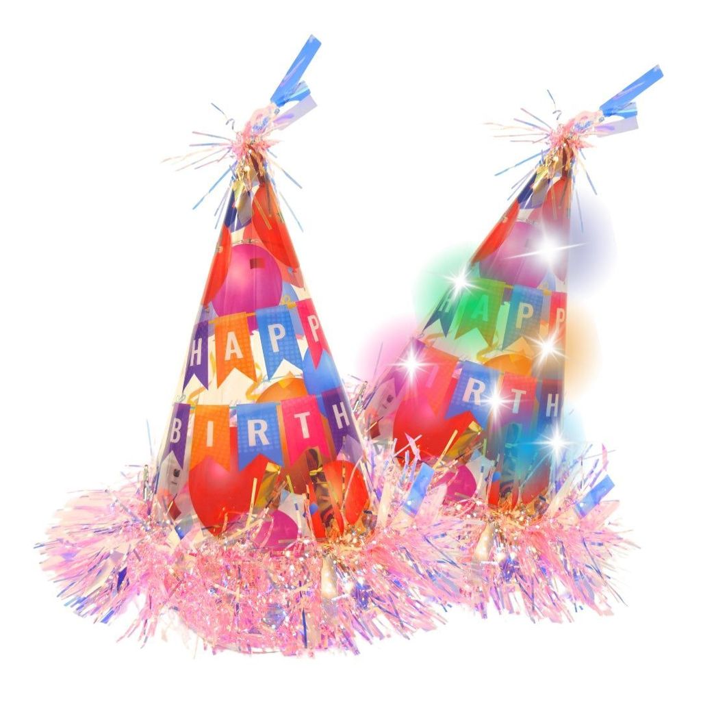 Light Up LED Birthday Cap with Iridiscent Fringe - 1PC - Party and Festive Needs | Buy online on ZillyBuy