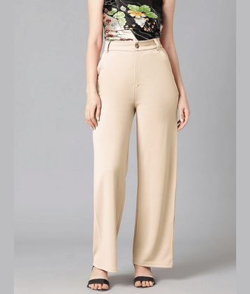 MISS MEBINO Women Polyester Casual Trousers ( Beige )
