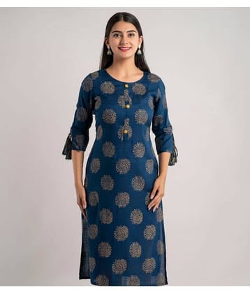 MAUKA - Blue Rayon Women's Straight Kurti ( Pack of 1 )