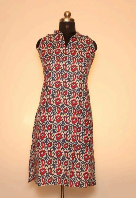 Cotton Collar Kurti With Sleeves