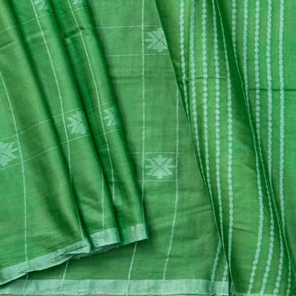 Green Tussar Silk Saree Handwoven PT 2083