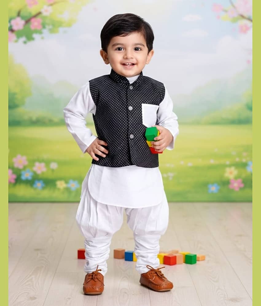 s muktar garments Baby Boys Cotton Blend Black Kurta Pyjama Set ( Pack of 1 )
