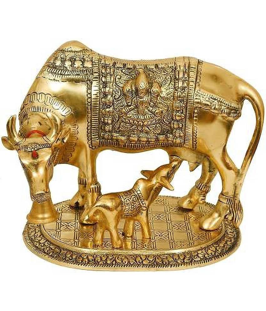 Shri Astha Vinayak Brass Cow and Calf Idol ( 13 cm )