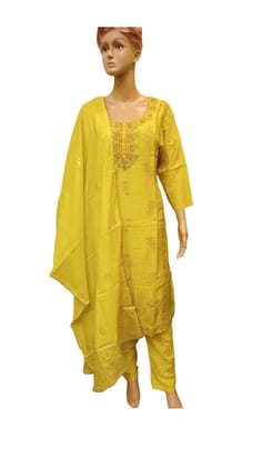 Vibrant Yellow Muslin Kurta Set