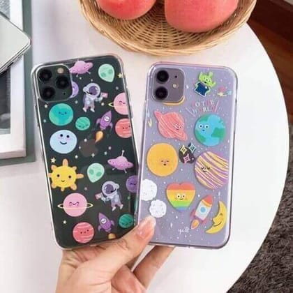 Cute Astronaut Space Transparent Custom Slim Soft Cases-Left Design