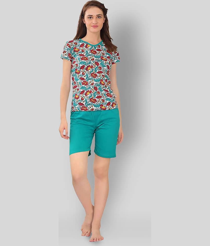 Zebu - Multicolor Cotton Women's Nightwear Nightsuit Sets ( Pack of 1 )